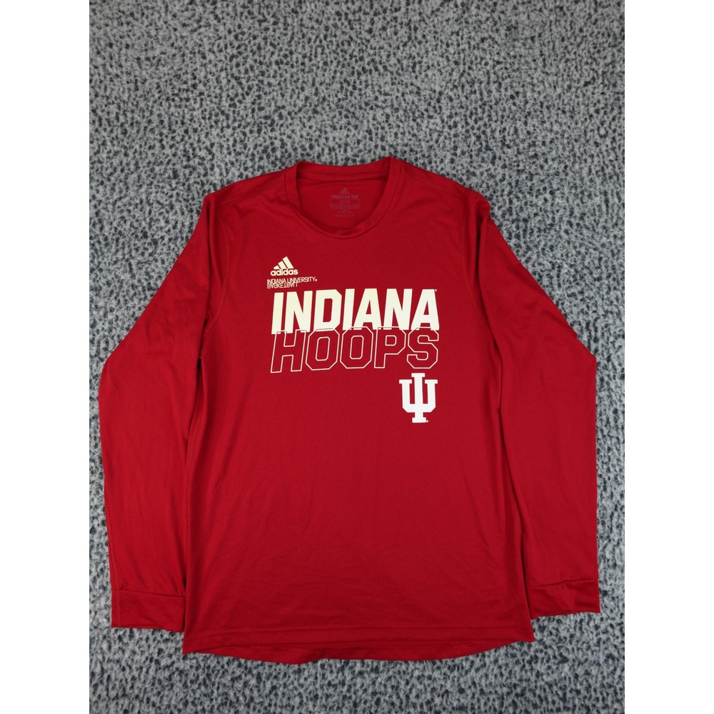Adidas Indiana University Basketball Long Sleeve Creator Tee Mens Medium Red IU